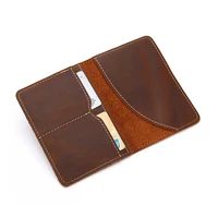 retro passport cover card holder genuine leather women mens credit id cash money bag cowhide crazy horse for travel business