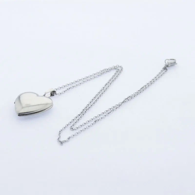 Everfast 1pc Smooth Photo Frame Love Heart Pendant Necklaces Stainless Steel Charms Locket Necklace Women Memory Jewelry - купить по
