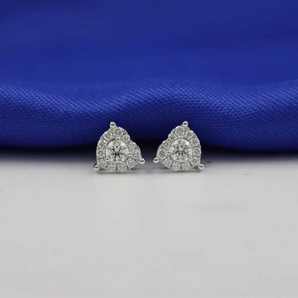 LASAMERO 0.184CT круглые серьги с натуральным бриллиантом 18K золотые бриллиантовые