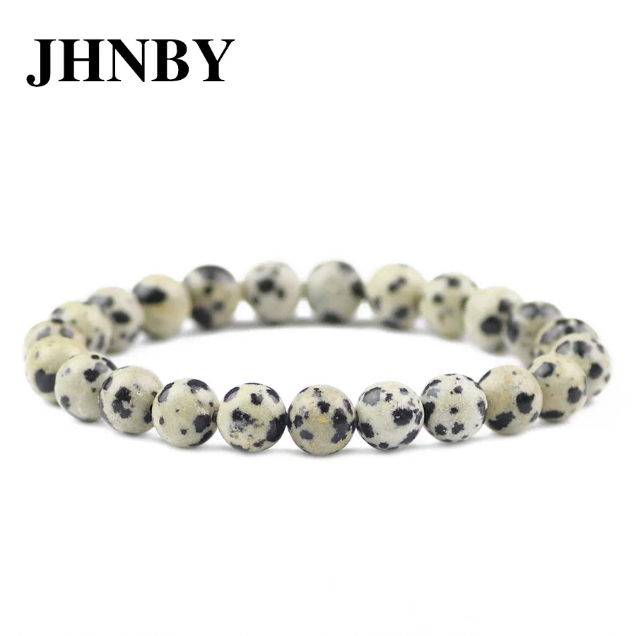 JHNBY природных пестрые камень Браслеты для Для женщин 6/8/10/12 мм плетеные