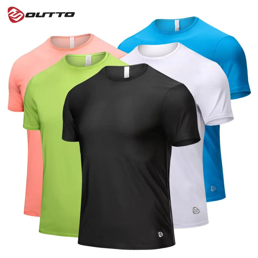 

Outto Men's Running T-shirts Quick Dry Elastic Slim Jogging Training Tees Short Sleeve Gym Fitness Sportswear Top #1801