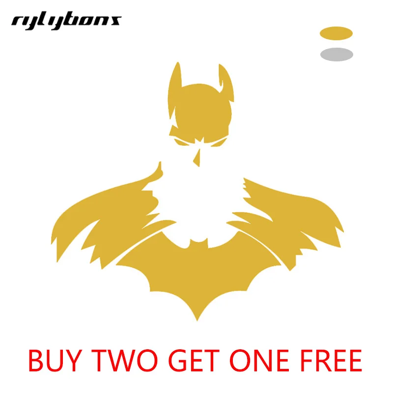 Rylybons 12*11 см креативный Бэтмен автомобильный Стикер Матовый Золотой/Серебряный