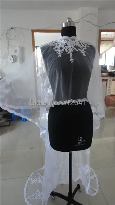 Alexzendra New Arrival Long Appliqued Lace and Tulle Shawl For Wedding Dress Beautiful Zipper Back Bridal | Свадьбы и торжества