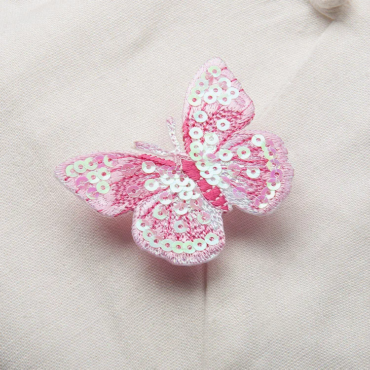 B big pink 2pcs 2 шт./лот модная вышитая блестками Ткань Бабочка Одежда патч отверстие аппликация Этническая ручной работы DIY декоративные аксессуары - Цвет: B big pink 2pcs
