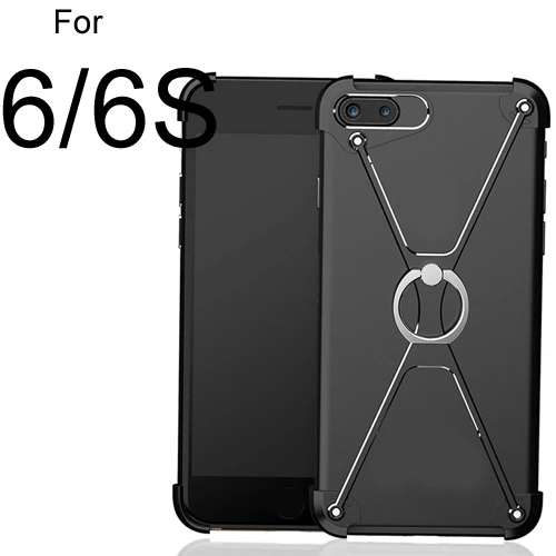 Бампер чехол для iPhone 7 8 Plus, тонкий алюминиевый металлический X-Frame телефон бамперы с кольцом держатель и винт - Цвет: For iphone 6 6s