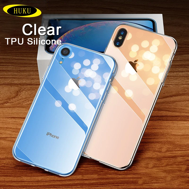 HUKU Прозрачный чехол для телефона Apple iPhone 11 Pro X XR Xs Max 6 6s 7 8 Plus 5 5s SE прозрачный мягкий