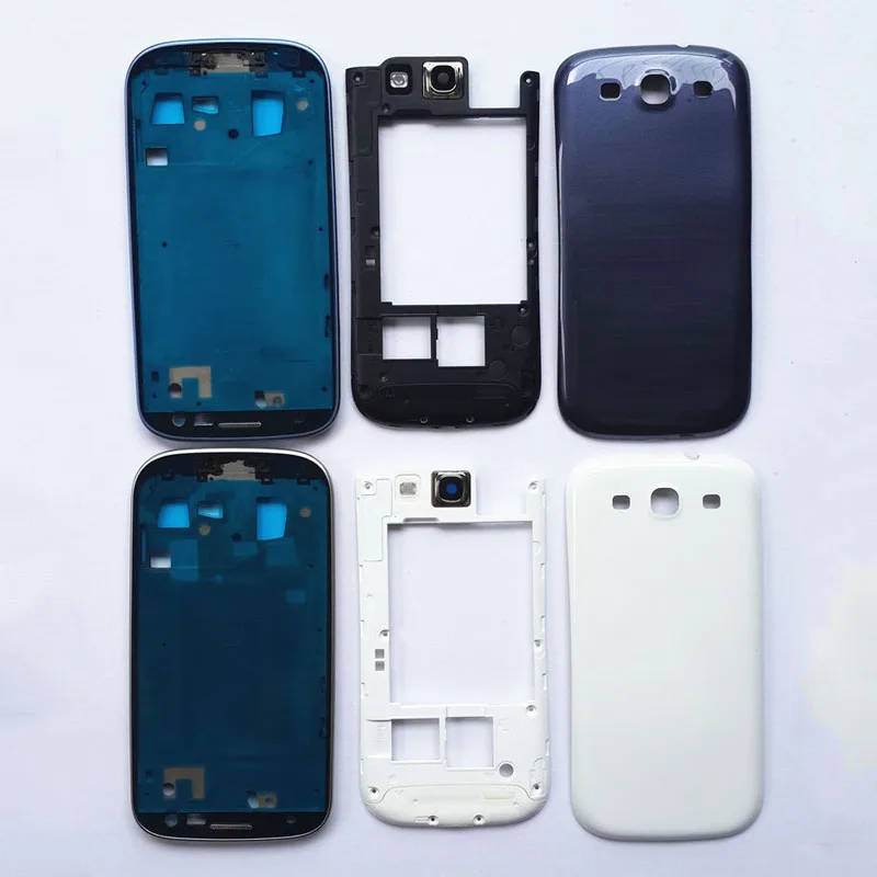 Полный Корпус для samsung Galaxy S3 I9300 s3 neo 9300i 9301i передняя рамка+ средняя рамка+ крышка аккумулятора запчасти для ремонта двери