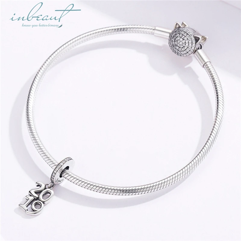 Inbeaut Горячая стерлингового серебра 925 кубического циркония fit Pandora браслет года Подвески S925 браслет из бисера Изготовление ювелирных изделий