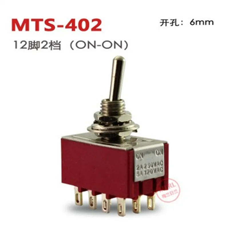 

1pcs 6A/125VAC 2A/250VAC 12 Pin 4PDT ON/ON 2 Position Mini MTS-402 Toggle Switch red