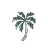 fashion personality copper brooch high quality green leaves coconut tree beach brooch pin backpack dress jewelry accessories