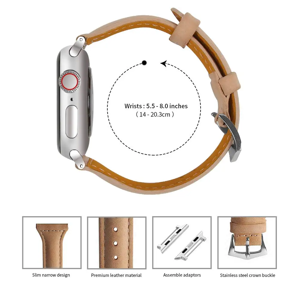 Новейший тонкий ремешок из натуральной кожи для часов Apple Watch band Series 1 2 3 38 мм 42 мм ремешки для часов розовый