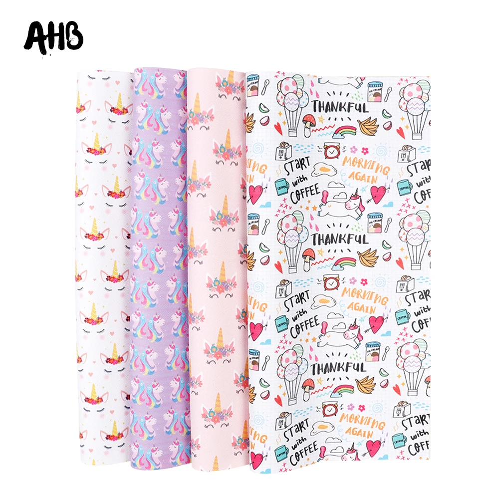 

AHB Synthetic Leather Fabric Horn Horse Printed Faux Leather Sheets For DIY Kids Hair Accessories Theme Party Decor Materials