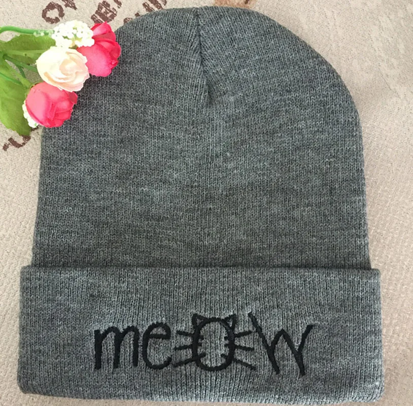 Новинка 2018 женские и мужские повседневные шапочки для прогулок шапки с котом Мяу