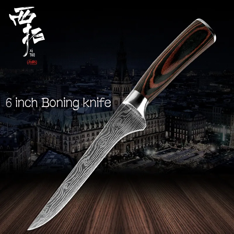 6 inch Boning knife XITUO шеф-повара хлеб Потрошитель нарезанные фрукты Китайский Японский кухонный нож острый утилита santoku полный дамасский узор приготовления пищи - Цвет: 6 inch Boning knife