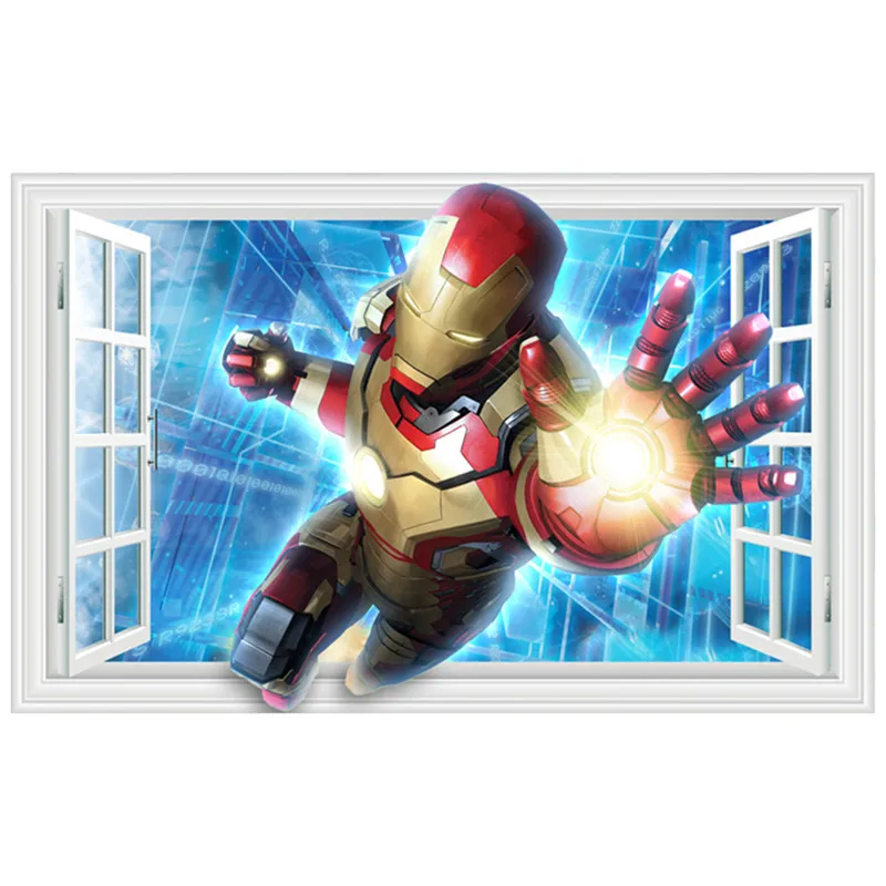 Супер герой плакат marvel с Железным человеком Мстители фильм поддельные 3d окна