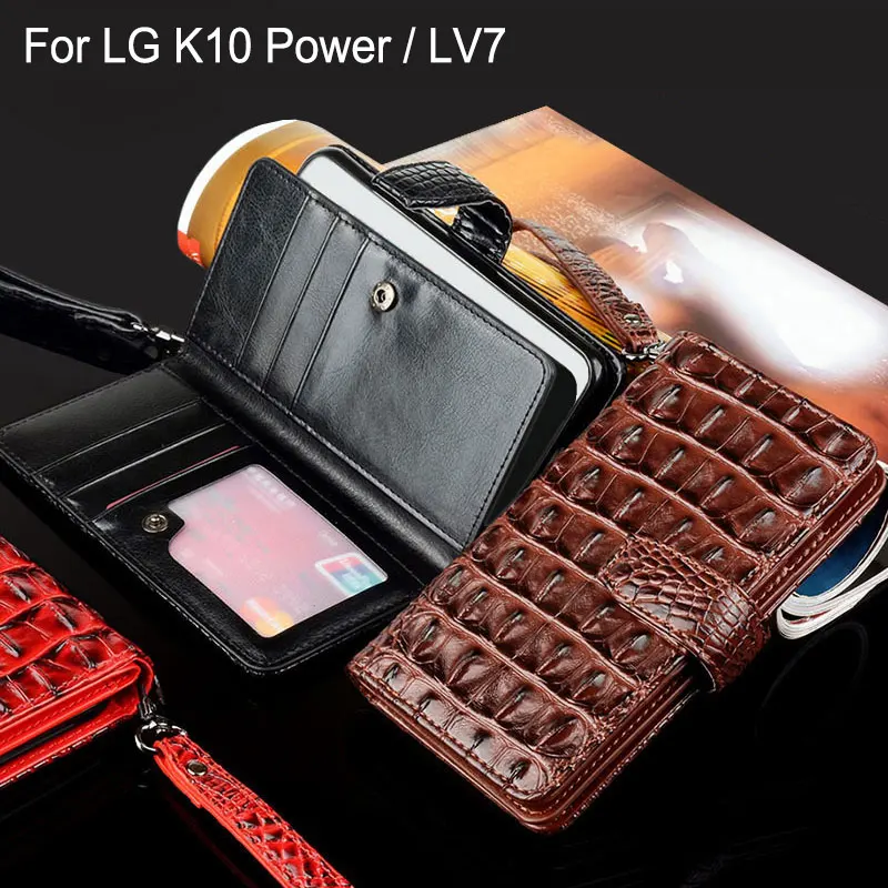 Для lg K10 Мощность чехол роскошный крокодил змеиная кожа флип Бизнес стиль