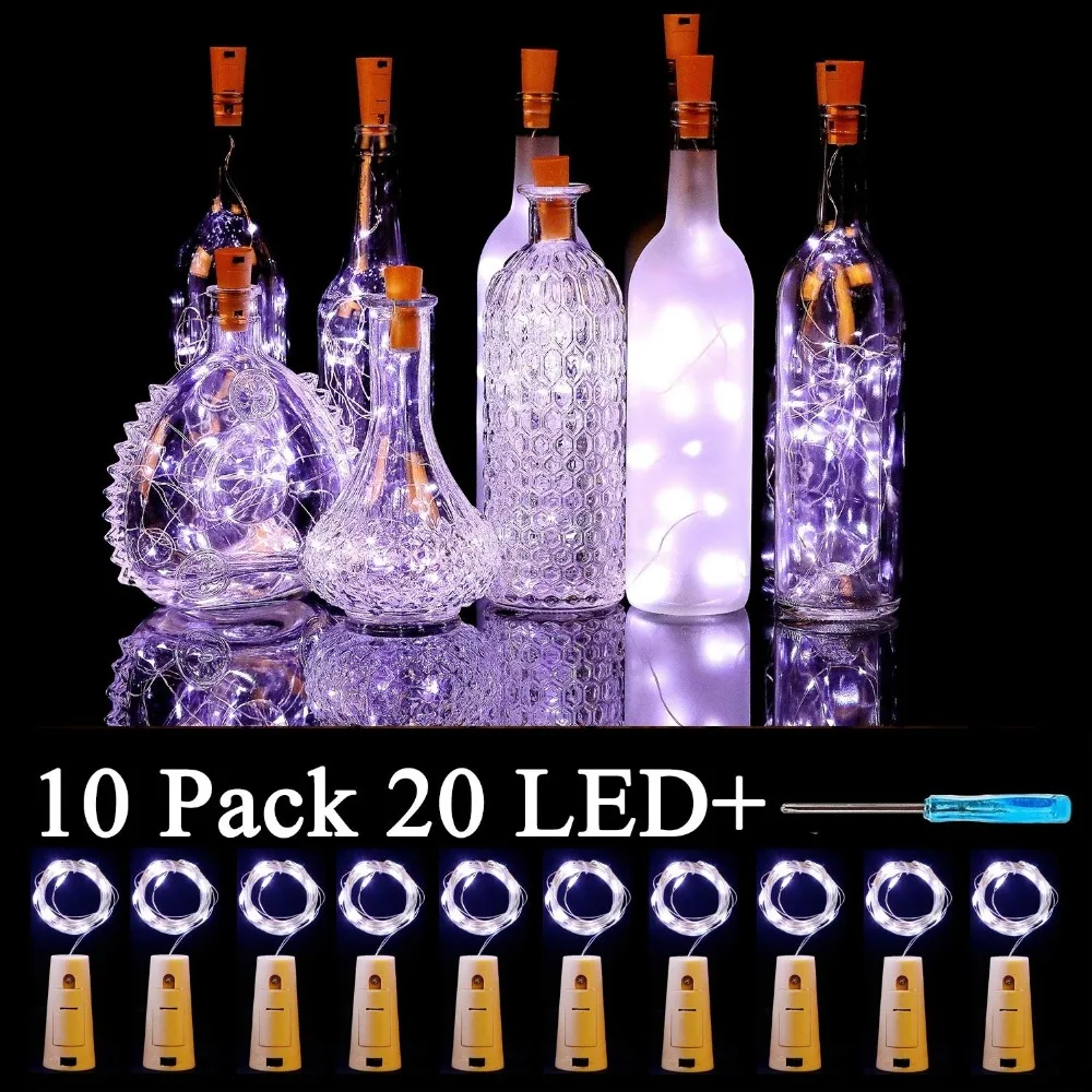 20LED батарея мощность пробковая Форма LED Ночная Фея медная проволока струнные огни
