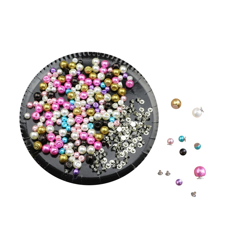 

100Sets 6MM/8MM Color Imitation Pearl Rivets Studs DIY Garment Leather Shoes Accessories Beads Spikes Wedding Decor Rivet Pearls