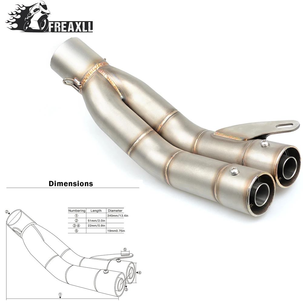 

36-51MM Universal Motorcycle Double Exhaust Muffler Pipe escape moto For Ducati Moster 750 City Kawasaki Ninja 1000 ZX-6R ER-6F