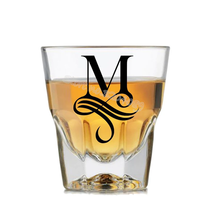 Стикеры для винных бокалов с одной буквой. Персонализированные инициалы имени Монограмма. Декали для свадебного банкета имени гостя VIP. EB033.