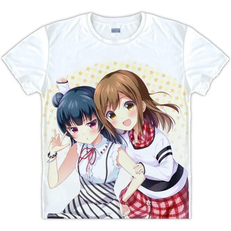 Аниме Love Live Sunshine Aqours футболка с короткими рукавами одежда унисекс белая футболка с коротким рукавом лето полиэстер DIY обычная футболка - Color: Style 11