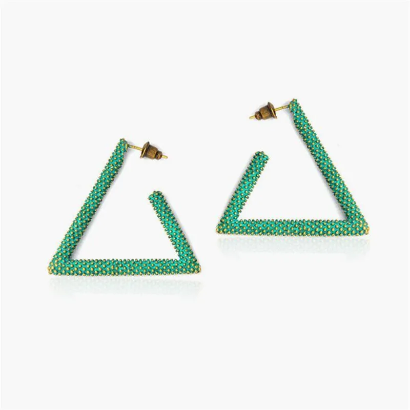 В стиле панк зеленый золотой цвет Boho Серьги Для Пирсинга Ушей для женщин летнее