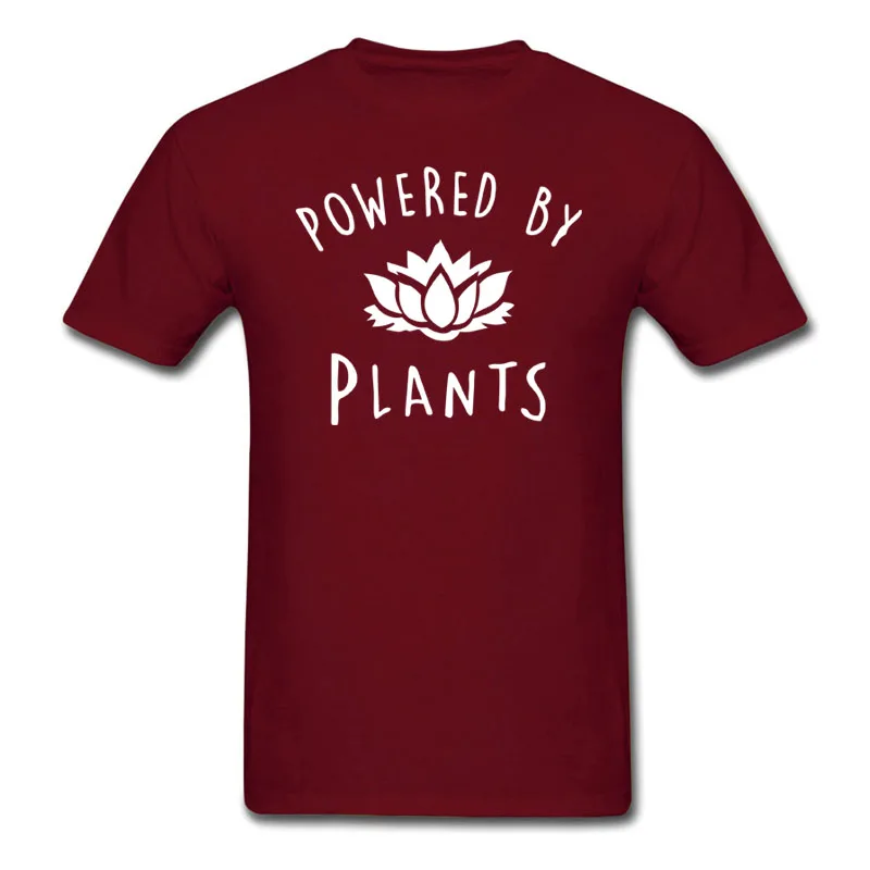 men maroon Новинка, модная футболка для веганов, футболка с принтом «power By Plants Lotus», летняя одежда, Забавные футболки, camiseta, топы для мужчин и женщин - Цвет: men maroon
