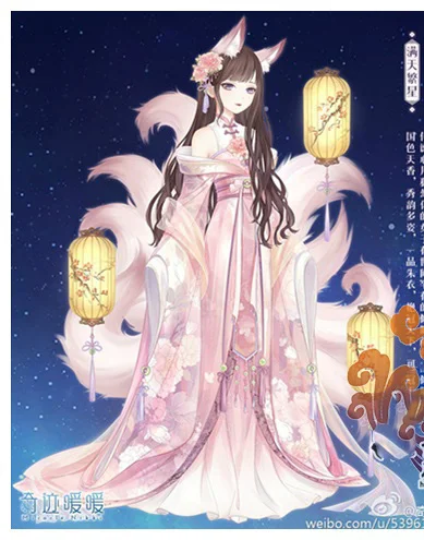 Шифоновый костюм Xin Yue Hu Fox Fairy чудо Никки серии великолепный с цифровым принтом