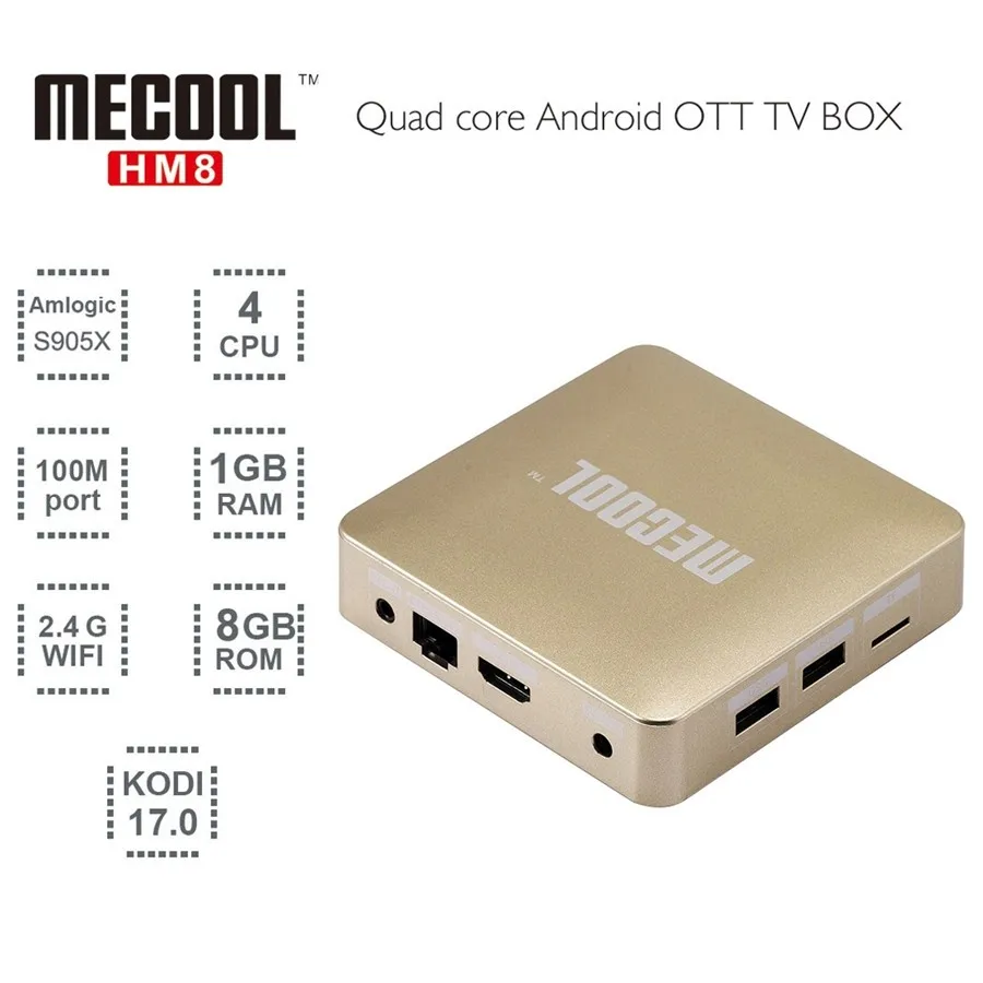 MECOOL HM8 Smart TV Box 3D 4K Streaming Media Player Android 6.0 Amlogic S905X Quad Core Kodi 17.0 1G+8G OTA WiFi Mini | Электроника