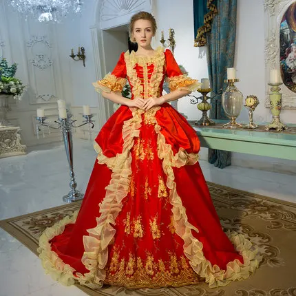 100% настоящая красная Золотая Венеция карнавальное бальное платье в стиле