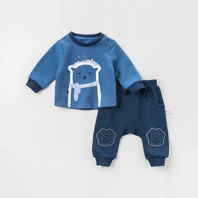 DBJ10978 dave bella autumn baby boys fashion clothing sets long sleeve pants suits children print clothes | Детская одежда и обувь