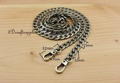 Цепочка для сумок цепочка металлическая на плечо с ремешком через антилатунная