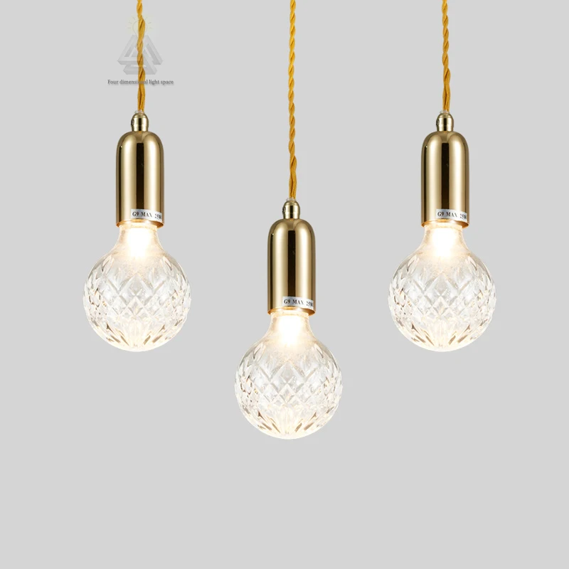 Люстра LEE LED простая творческая скандинавская винтажная промышленная американская ретро лампарас колгантес с хрустальным стеклянным плафоном.