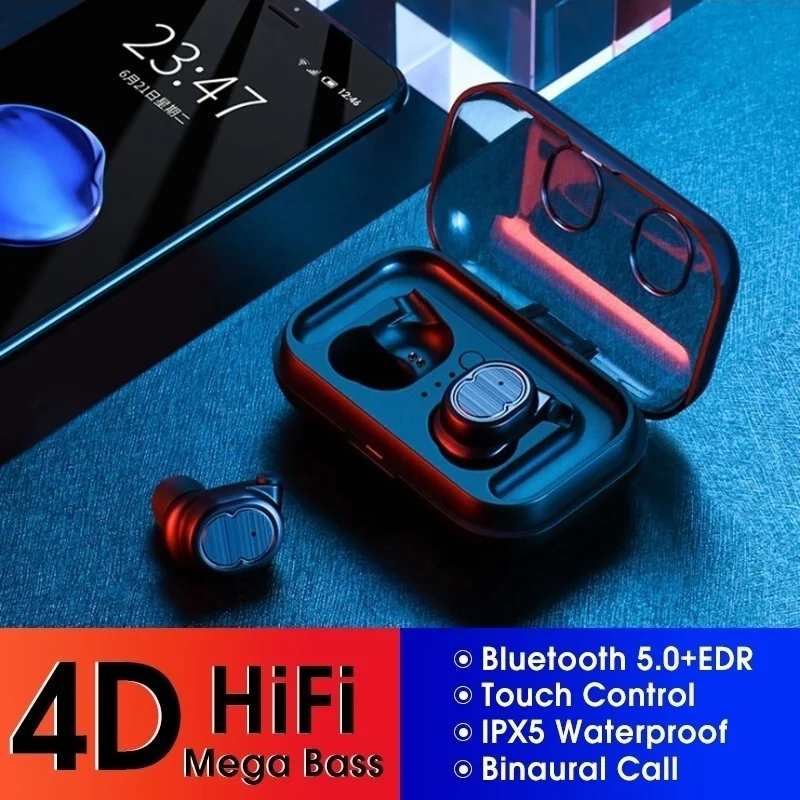 Teamyo Mini Wireless Headphones Bluetooth Earphones Sports Earbuds TWS 5.0 Stereo Bass Headset With Dual Microphone For Phones |