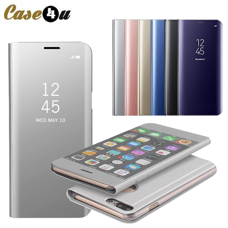 Умный кожаный откидной зеркальный чехол с подставкой для huawei mate 8 9 10 Pro Lite P8 P9 P10 Plus Роскошный чехол для iPhone XS Max XR 7 8 6s Plus