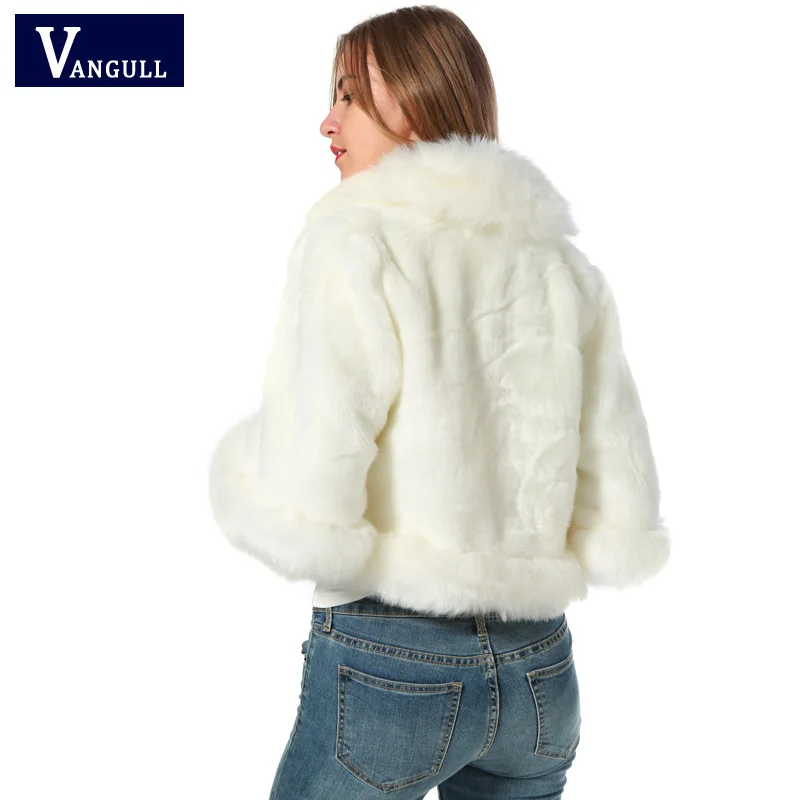 Женская Шуба Vangull из искусственного меха шуба норки кроличьего 2021 черная белая