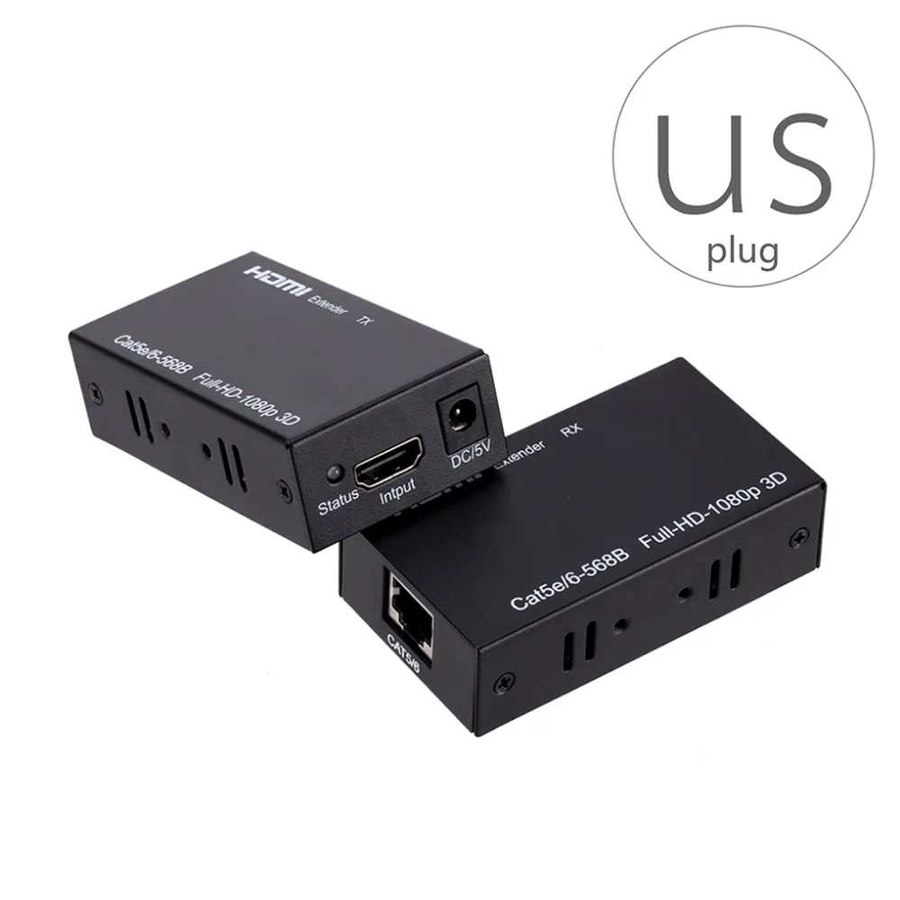 HDMI удлинитель EU/US HD сетевого кабеля ретранслятор Over Single Cat5E/6 RJ45 до 60 м 1080 P 3D