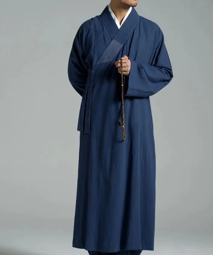 unisex Summer&ampSpring top quality cotton&amplinen zen lay robe uniforms shaolin kung fu suits meditation Buddhist monk clothing blue | Спорт