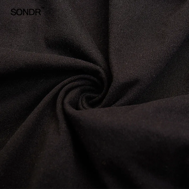 Женская Черная футболка с завязками SONDR летняя хлопковая Футболка высокой талией