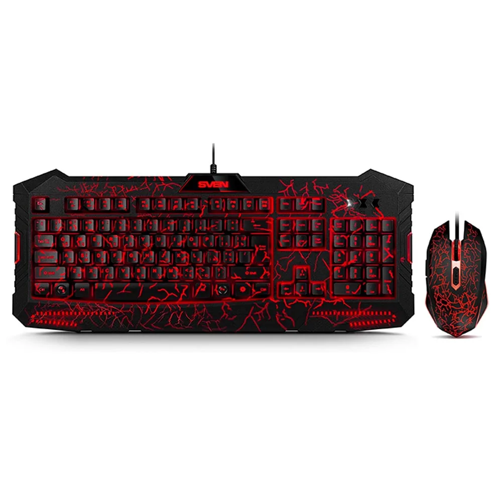 Игровой набор клавиатура+мышь SVEN GS 9400 (114кл.+12Fn зелён/красн/син.