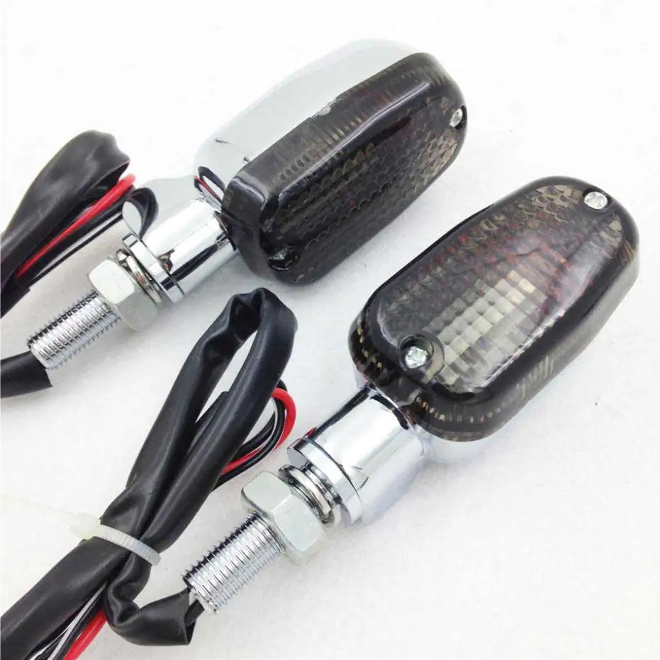 

10mm Universal Stalk Turn Signals Blinker Lights For Honda Kawasaki Yamaha Suzuki Harley Motorcycle Smoke / Amber