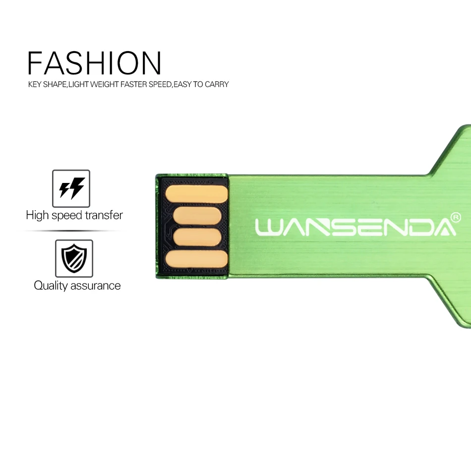 WANSENDA USB флеш накопитель 64 Гб металлический ключ 32 ГБ 16 8 водонепроницаемый Флешка 2