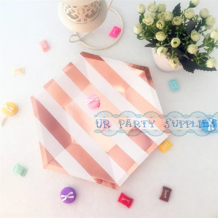 40 комплектов розовые золотые украшения из фольги шестиугольные бумажные тарелки