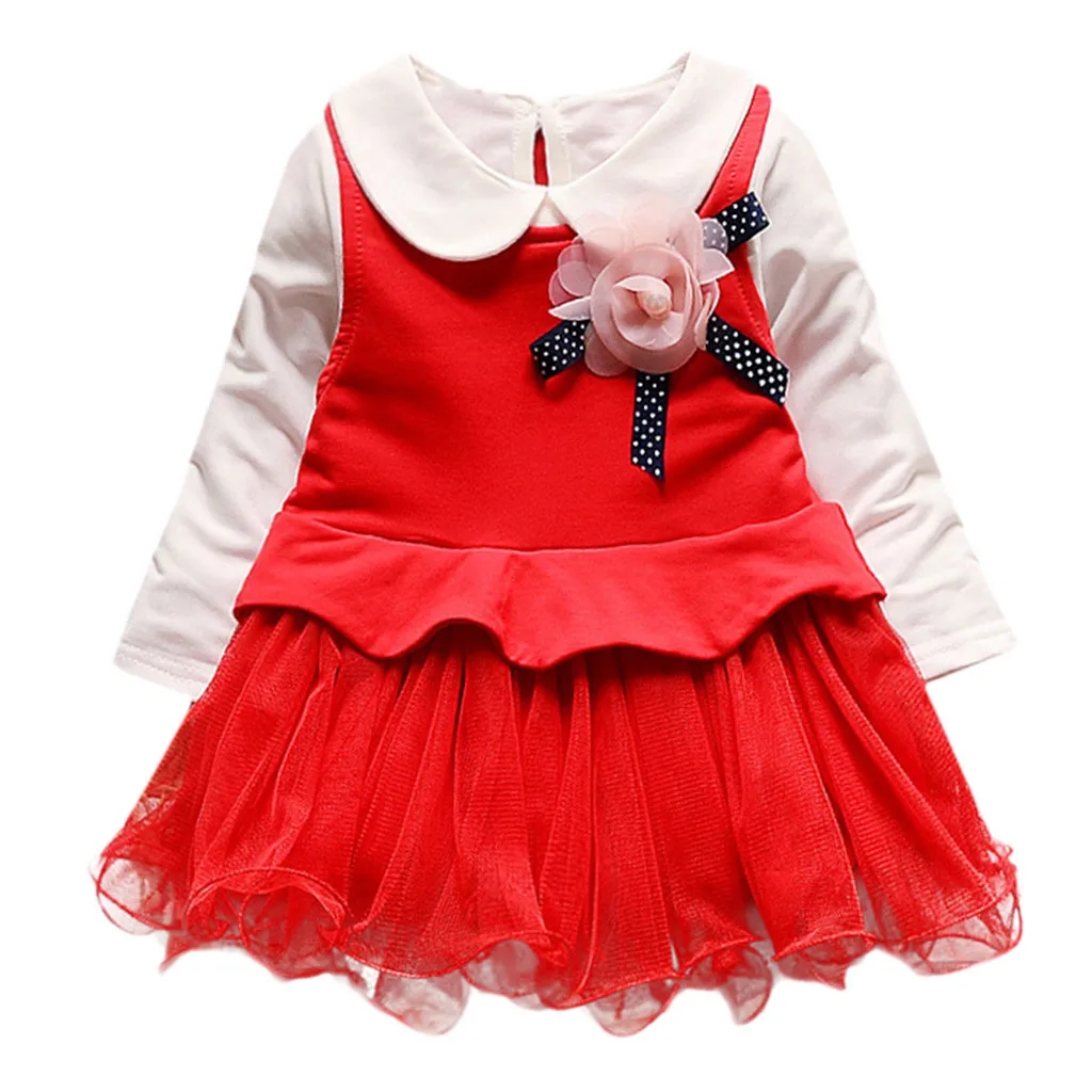 Kids Fashion 2pcs Set Baby Girls Clothing Sets Long Sleeve Flower Princess Tulle Dress T shirt Summer Clothes Children Suit | Детская