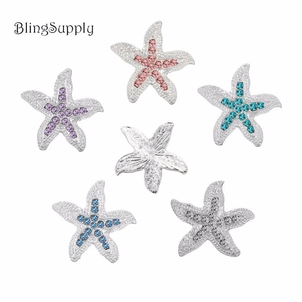 

22mm 50PCS starfish rhinestone button can MIX colors(BTN-5399)