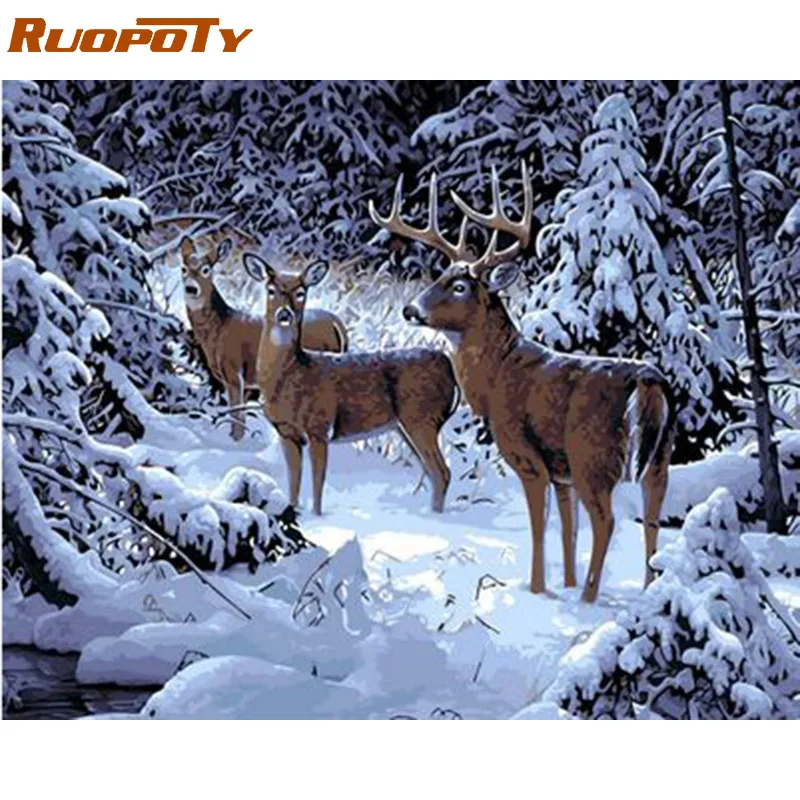 1664 RUOPOTY 60x75 см рамка черепаха Сделай Сам картина по номерам набор Раскраска по номерам Современная Настенная художественная картина по номерам домашний декор искусство - Цвет: 1664