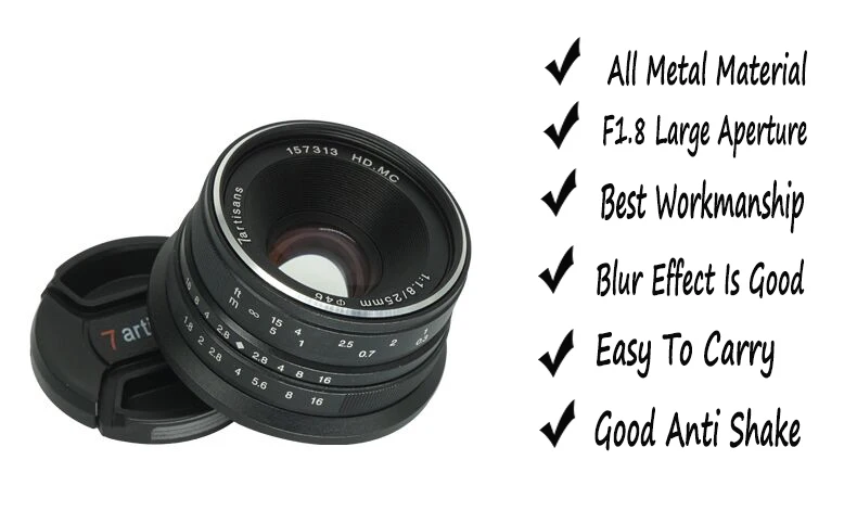 7 ремесленников 25 мм/F1.8 Prime объектив для всех одиночных серий для sony E Mount/Canon EOS-M Mount/Fuji FX Mount/M43 Panasonic Olympus