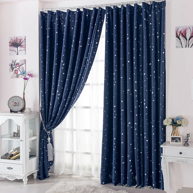 Curtain for 100% Blackout Cortinas Para Sala For Living Room Flat Window Curtains Drape RideauFinished Product Navy Blue 1 pcs | Дом и сад