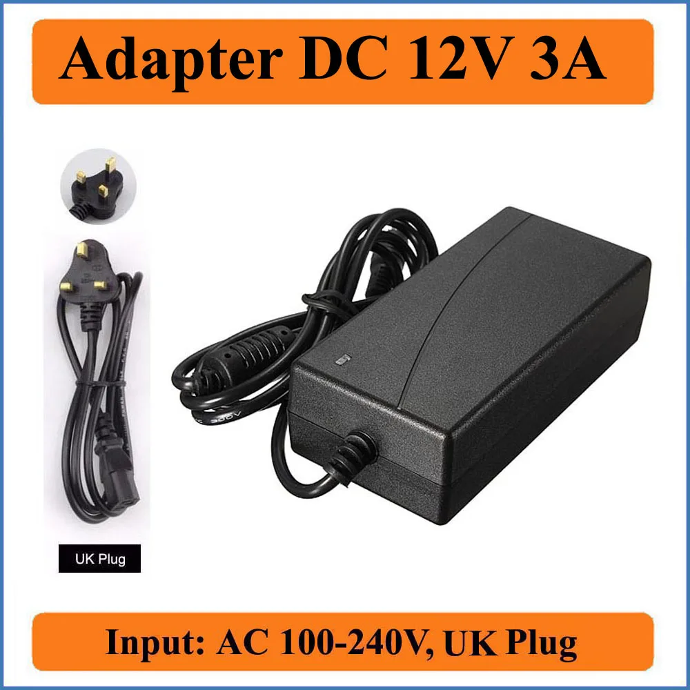 12V 3A штепсельная вилка британского стандарта AC DC адаптер AC100 240V преобразователь