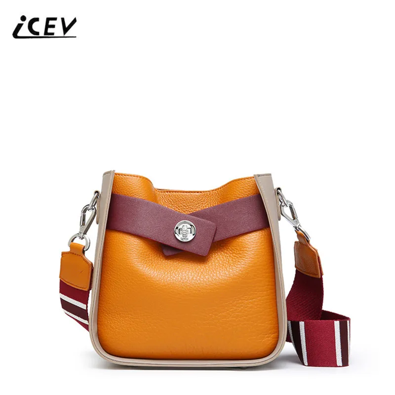 ICEV новая простая Европейская модная сумка из натуральной кожи женская кожаная